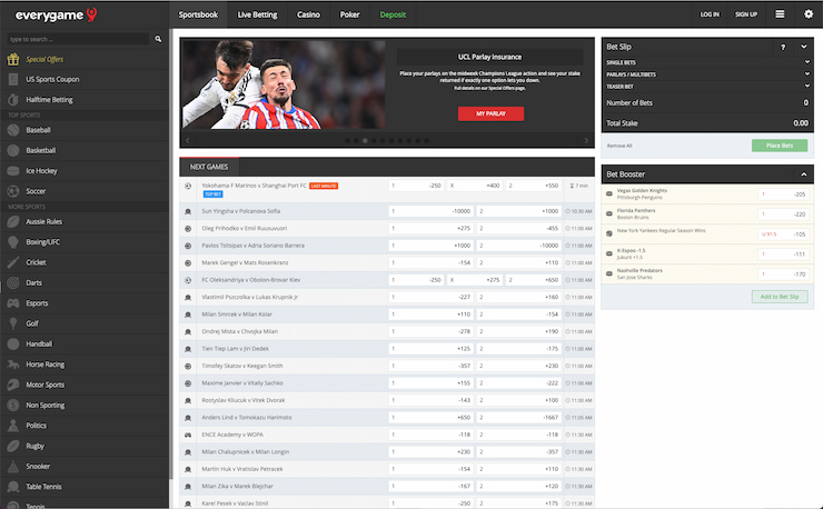 Everygame sportsbook home