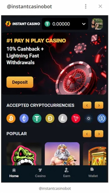 The Instant Casino Telegram bot