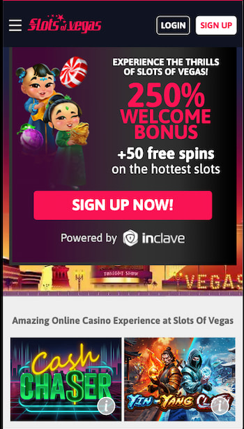 Slots of Vegas mobile casino interface