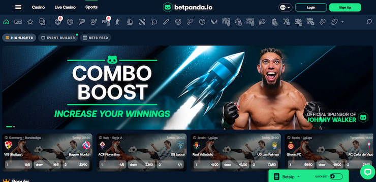 a snapshot of betpanda.io crypto sportsbooks user interface