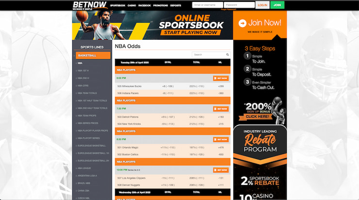The BetNow interface for Wisconsin sports bettors