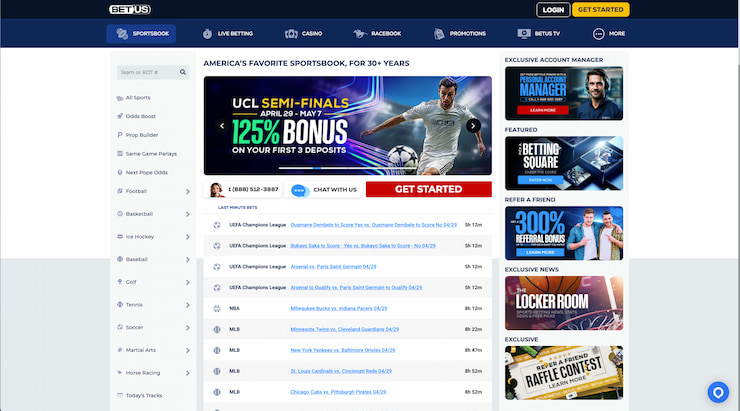 A screenshot of the BetUS Wisconsin sports betting homepage