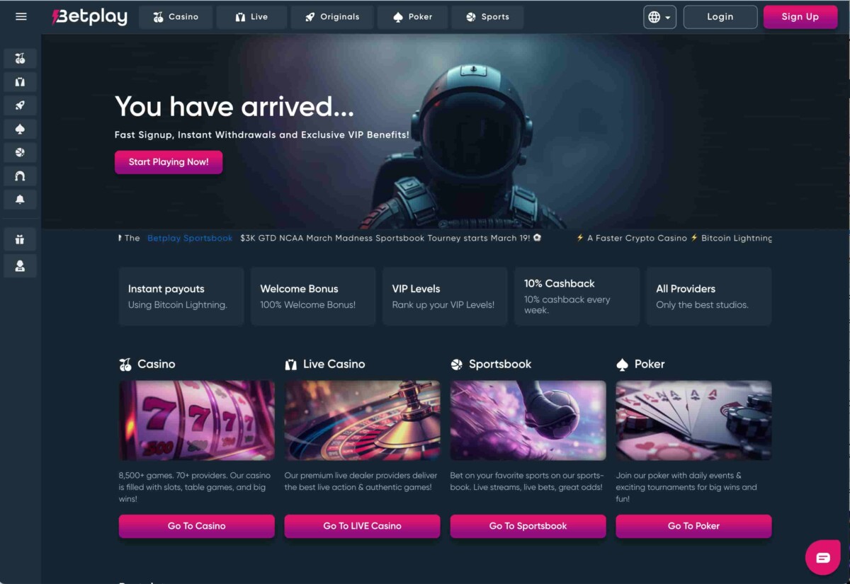 Betplay Casino No KYC crypto casino