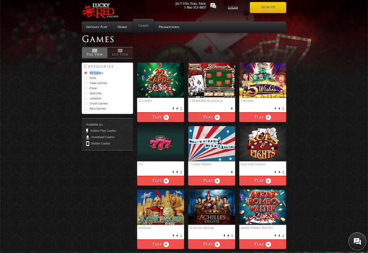 Lucky Red casino homepage