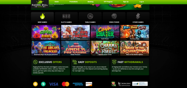 A snapshot of Raging Bull Casino