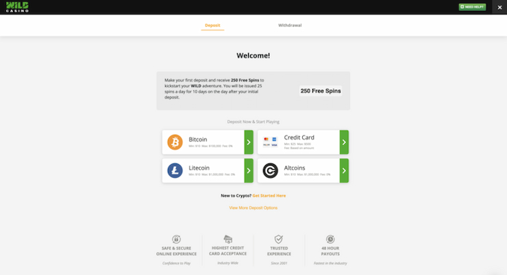 Wild Casino deposit 