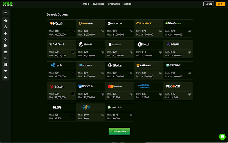 Wild Casino deposit methods