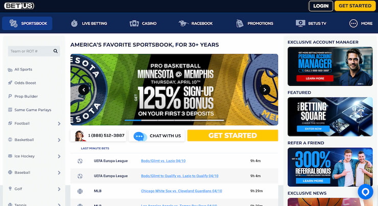BetUS FL sportsbook welcome page