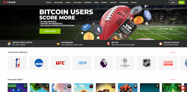 betonline's offshore casino landing page