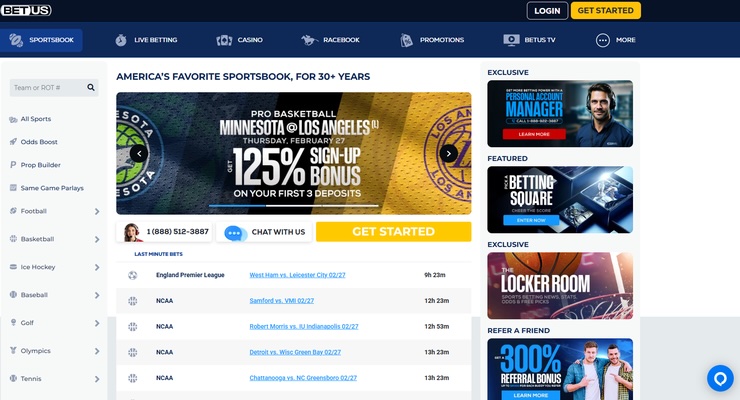 The homepage of BetUS for Oregon sports betting
