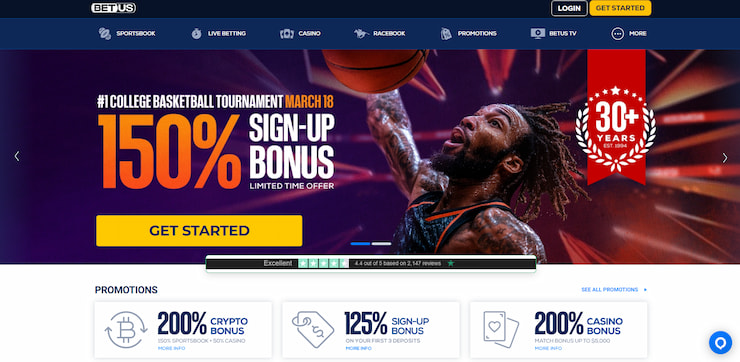 BetUS offshore casino homepage for us players