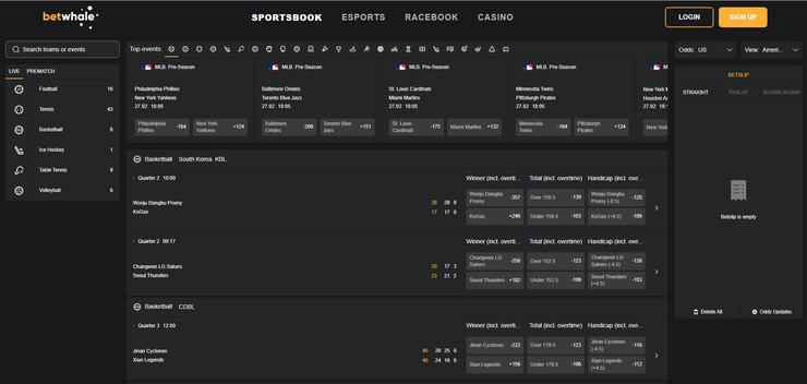 The homepage of BetWhale for Oregon sports betting