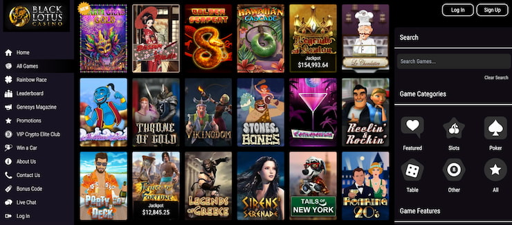 black lotus casino game selection 