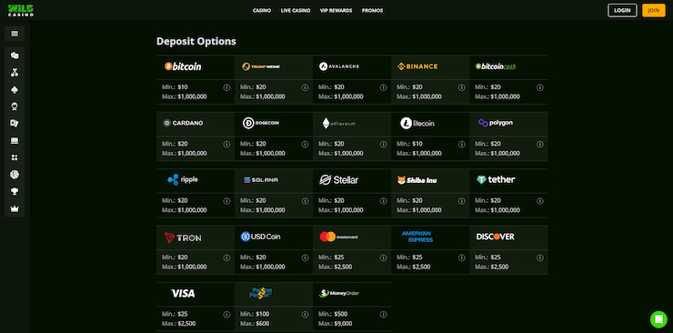 Various deposit methods accepted at CO online casinos including crypto, cards, and e-wallets
