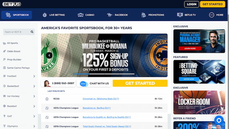 betus welcome page for CA users