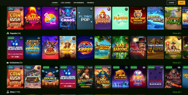A snapshot of Wild Casino