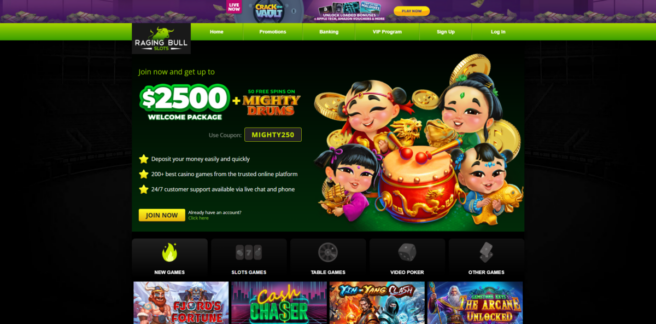 A snapshot of Raging Bull Casino