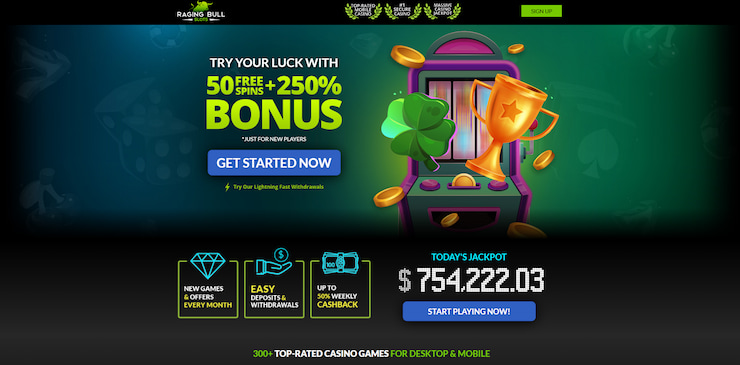 raging bull casino welcome page for IL users