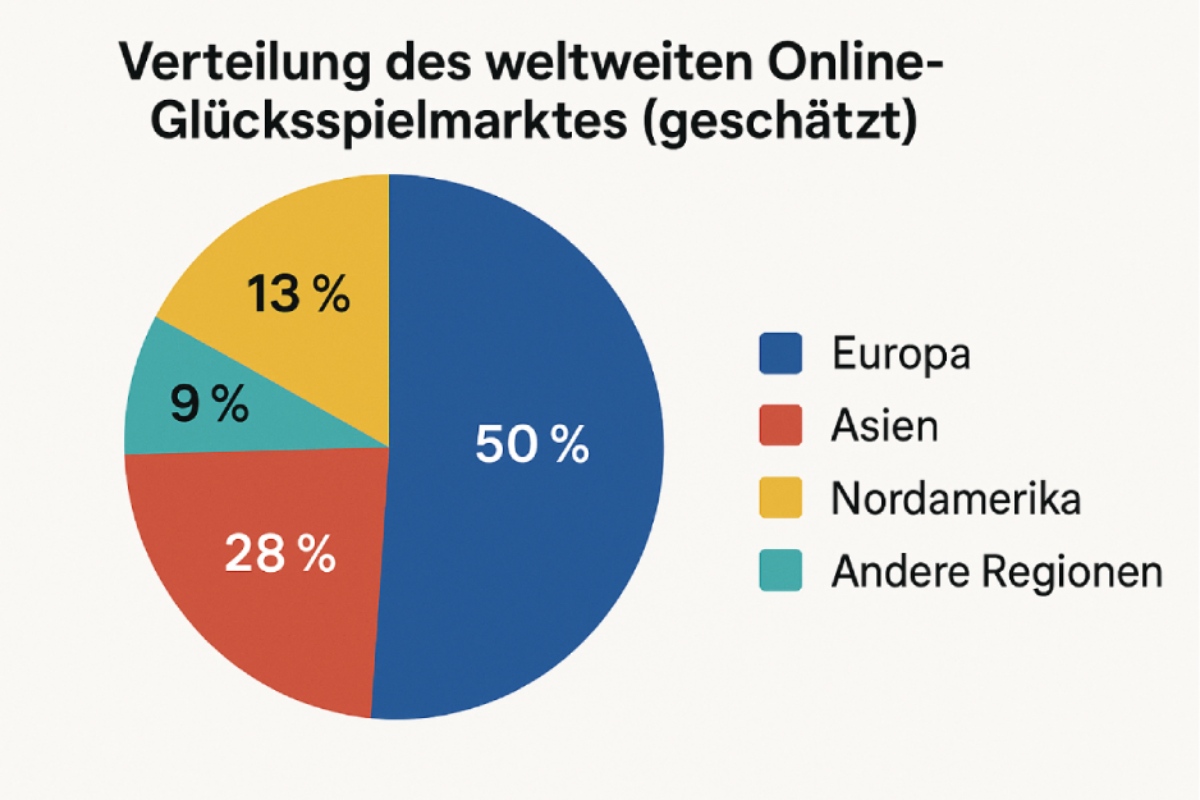 Verteilung des weltweiten Online-Glücksspielmarktes (geschätzt)
