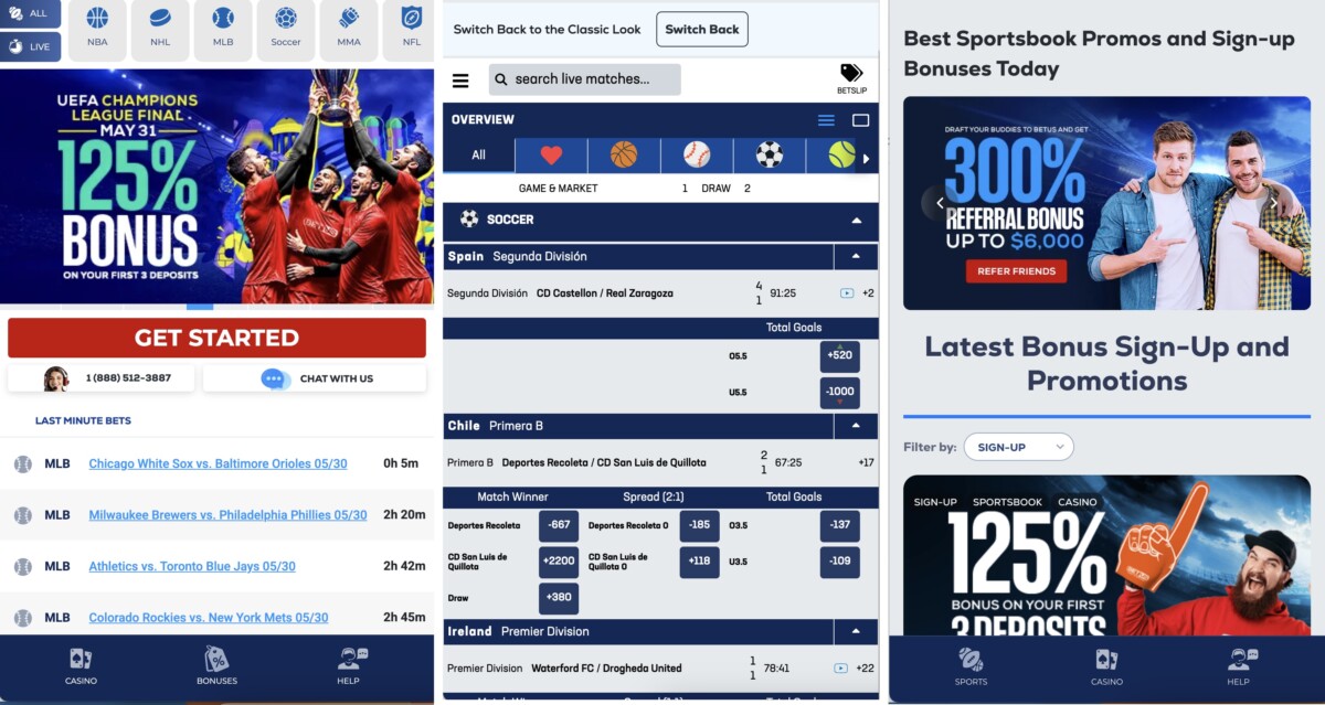 BetUS App Screenshots