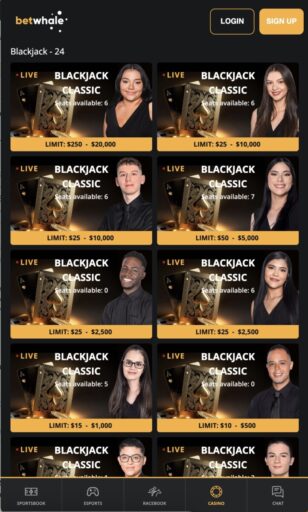 Betwhale Casino Mobile Live Dealers