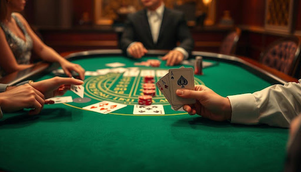 Blackjack hand showing player and dealer cards