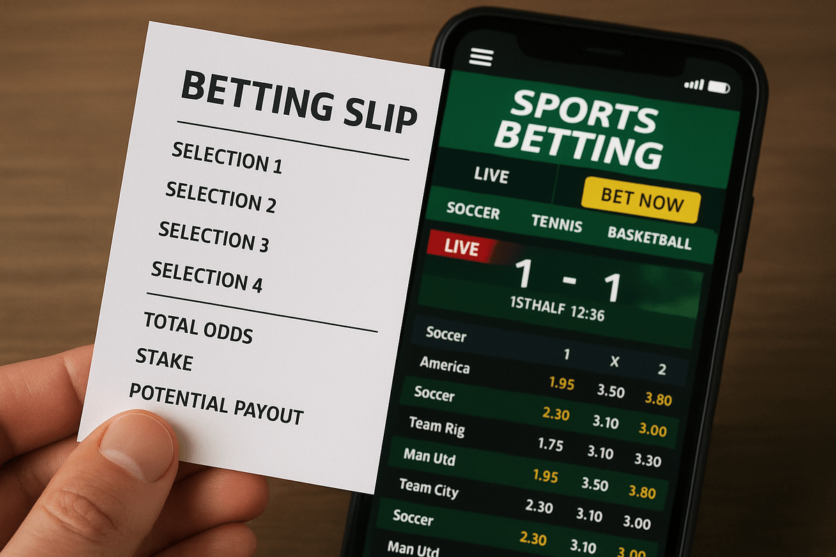 betting slip being placed on a sports betting website or app