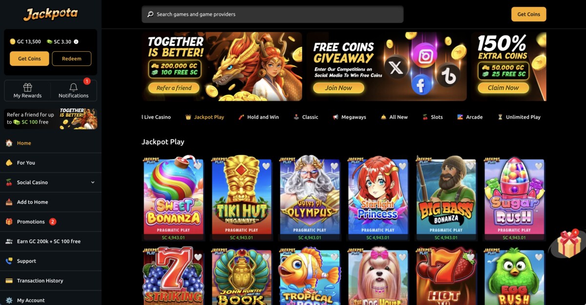 Jackpota casino screenshot GIN