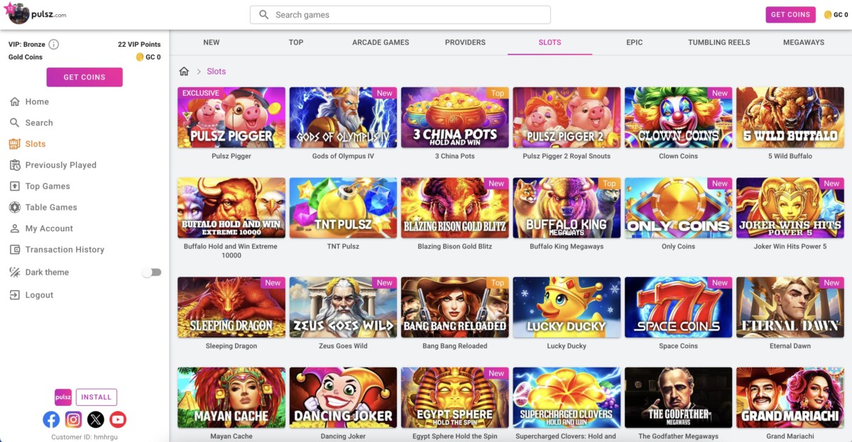 Pulsz Casino Screenshot GIN