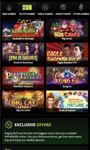 Raging Bull Casino Mobile Slots Games