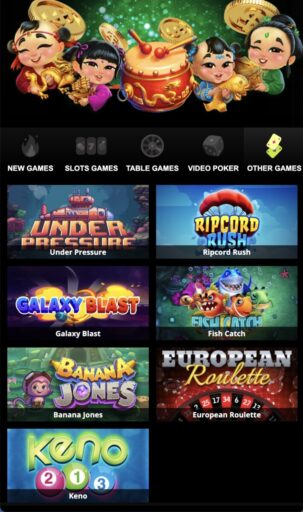 Raging Bull Mobile Casino Homepage