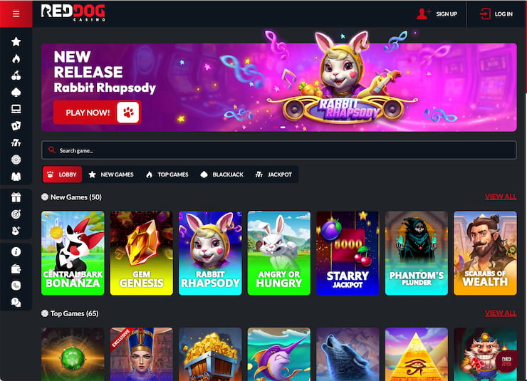 A Red Dog real money casino screenshot