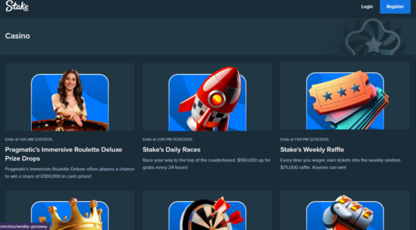 A view of some of Stake.com Casino promotions