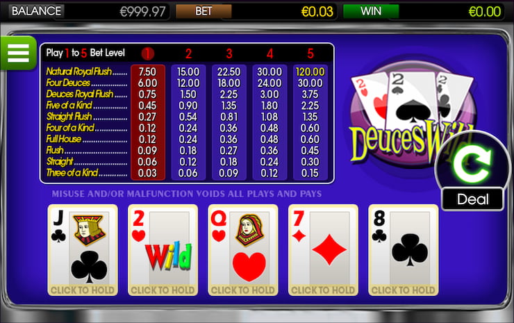 A video poker screenshot at credit card casinos