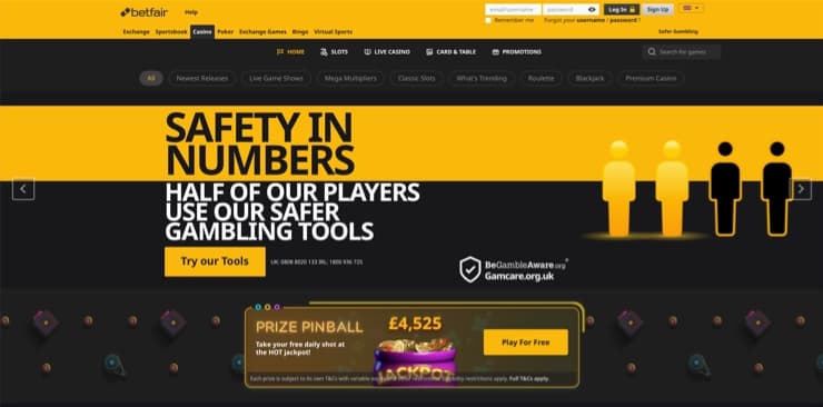 betfair casino home page