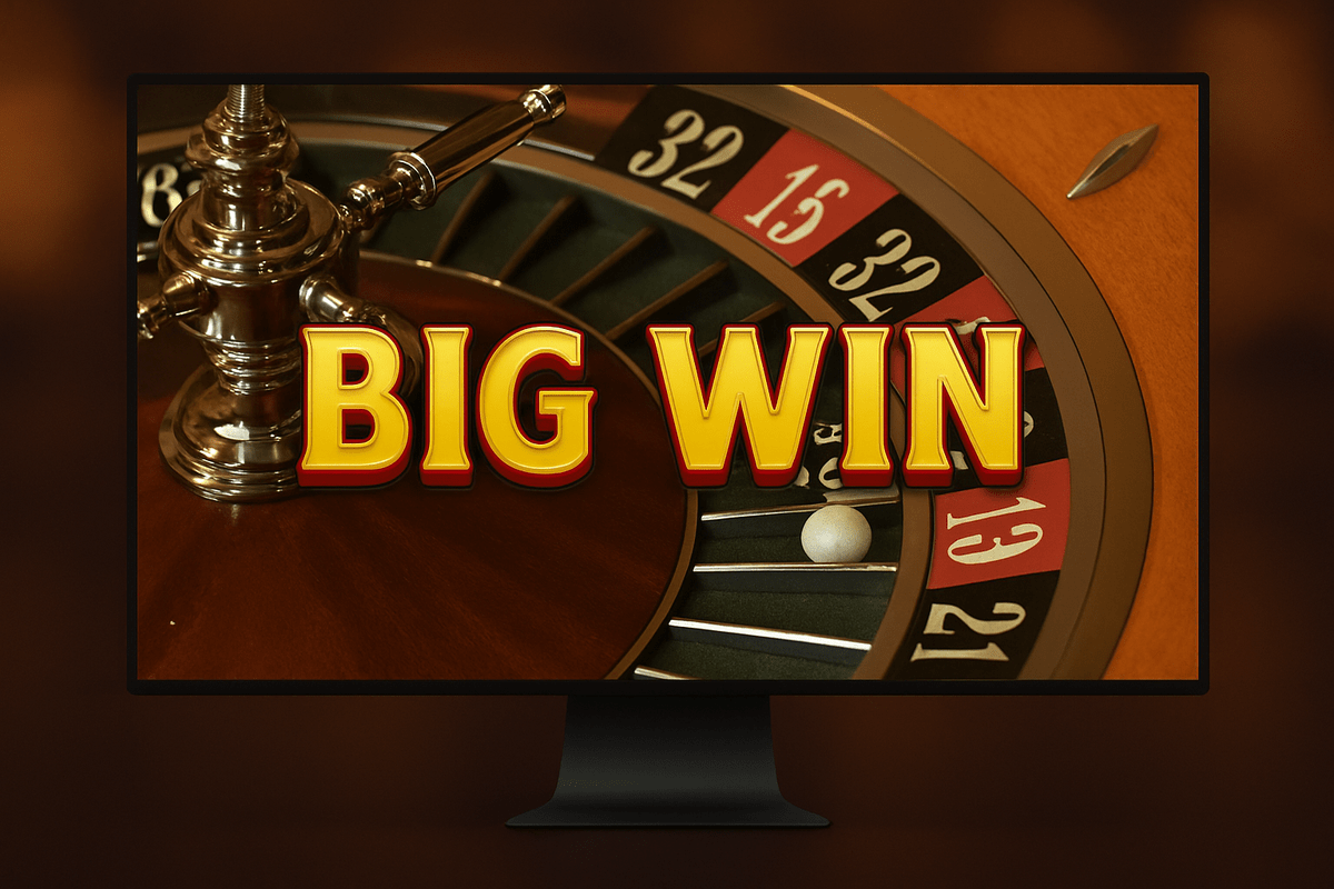 big roulette win (e.g., betting on red or a number hit)