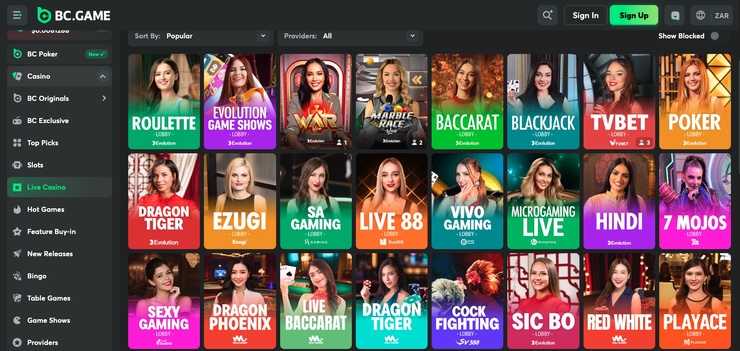 Live casino games at the best Solana casinos, featuring popular tables and real dealers.