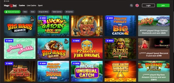 magic red casino home page