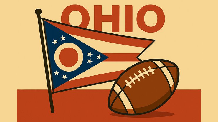 Ohio flag with a football