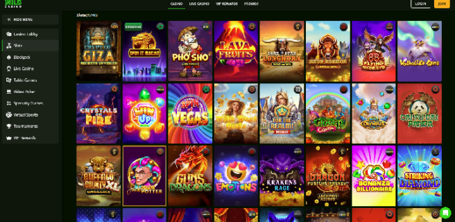 A snapshot of the game selection at Wild Mastercard Casino