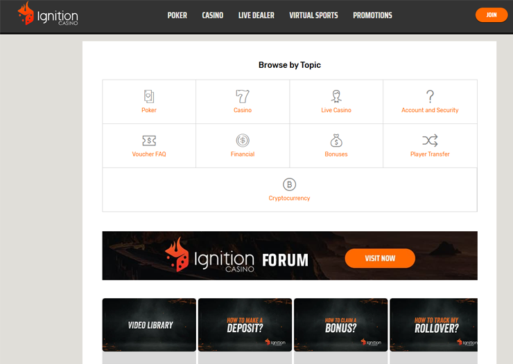 ignition casino features