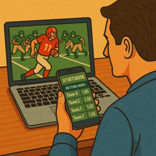 A man using offshore betting apps