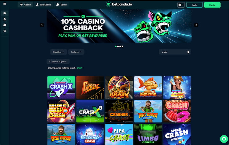 The Betpanda crash casino gambling options 