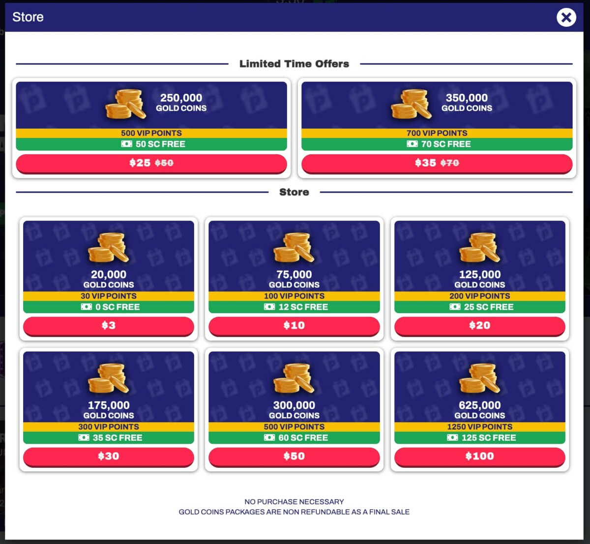 Coin Packages at RealPrize