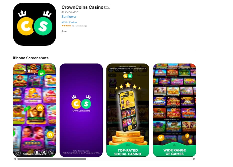 Crown Coins App on iOS