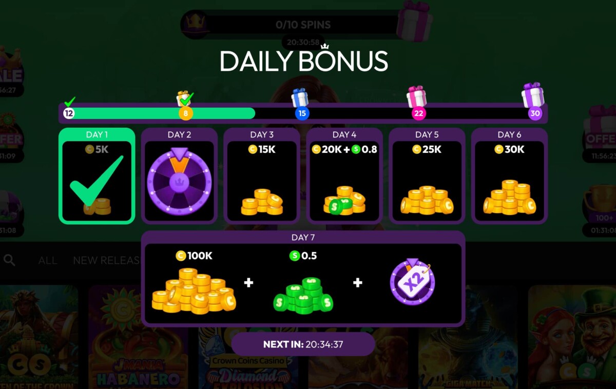 Daily Bonuses at Crown Coins
