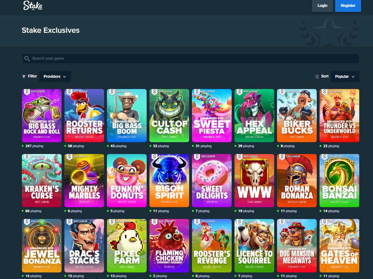 Exclusive Games at Stake.us