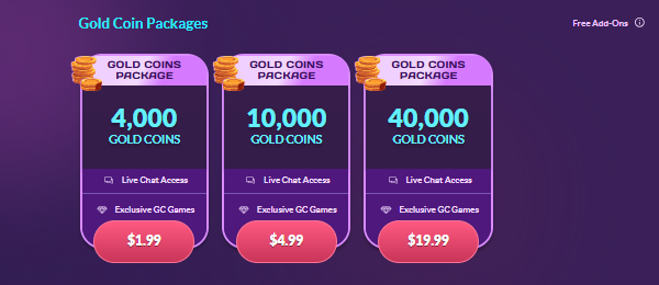 Gold Coin Packages at PlayFame
