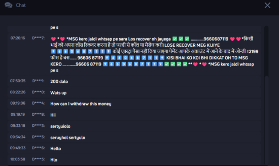 A screenshot of the live chat feed on BC Game's JetX crash Casino Games like Aviator