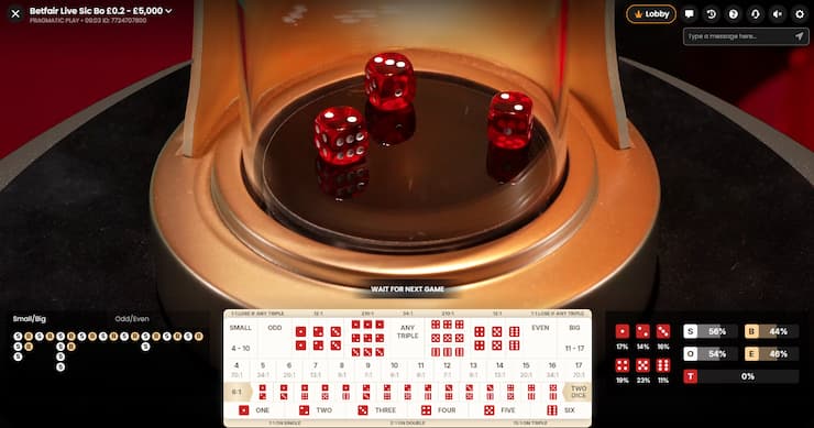Sic Bo Live Casino Game